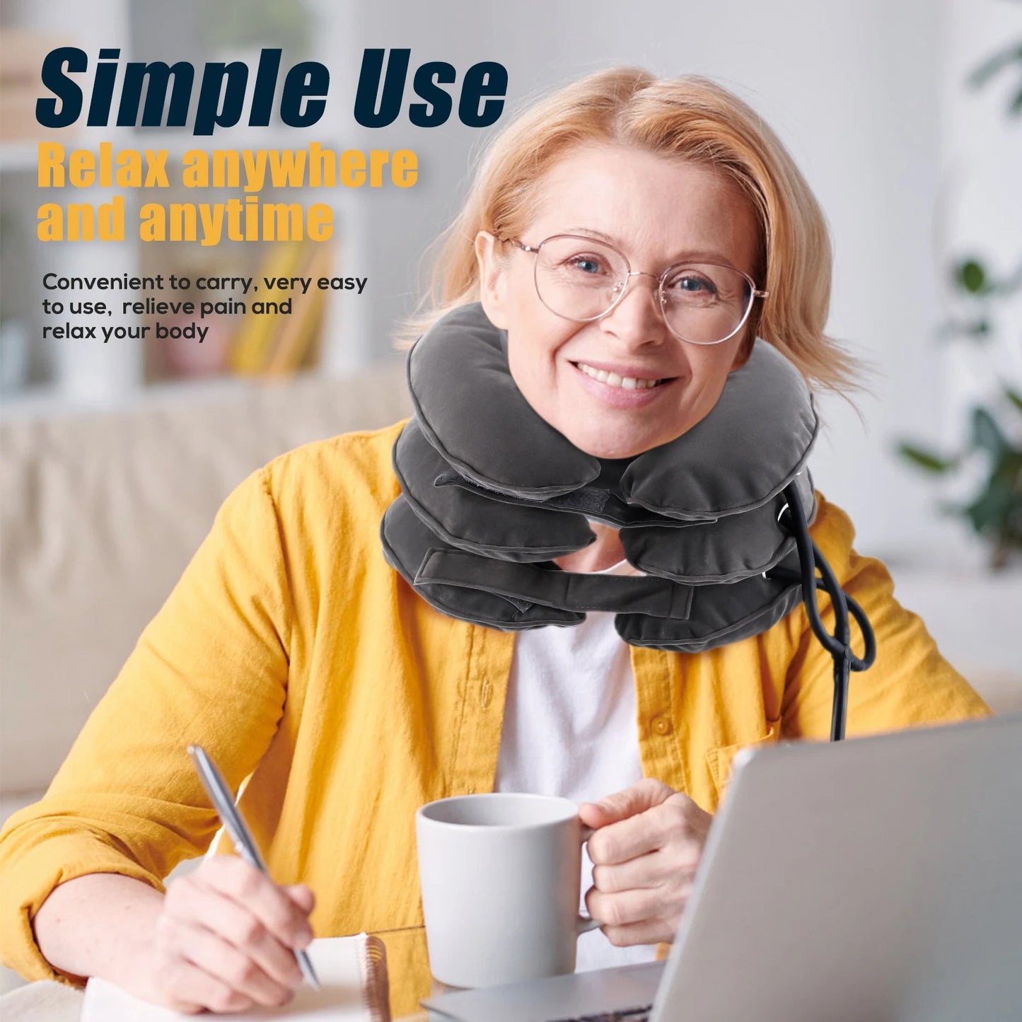 NeckEase™ Inflatable Cervical Support Collar – Adjustable Neck Traction & Relaxation