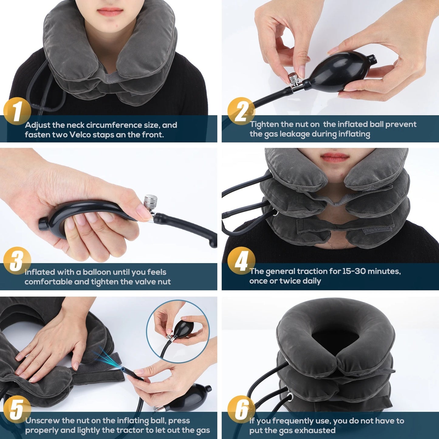 NeckEase™ Inflatable Cervical Support Collar – Adjustable Neck Traction & Relaxation